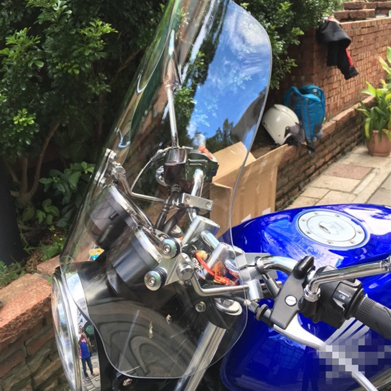 摩托车挡风玻璃改装圆灯通用pc 耐磨前挡风CB400挡风加厚4.5MM