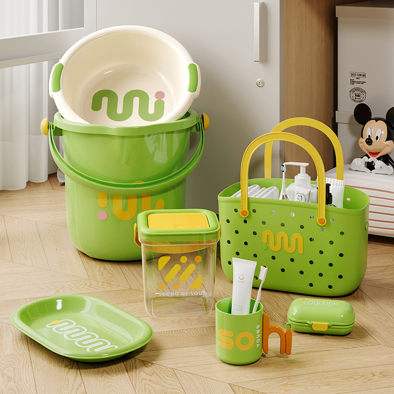 学生宿舍洗漱套装水桶塑料脸盆开学住校寝室家用储水大号圆桶加厚