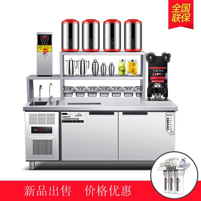 水吧台商用奶茶店奶茶水吧不锈钢操作台冷藏台奶茶店设备全套