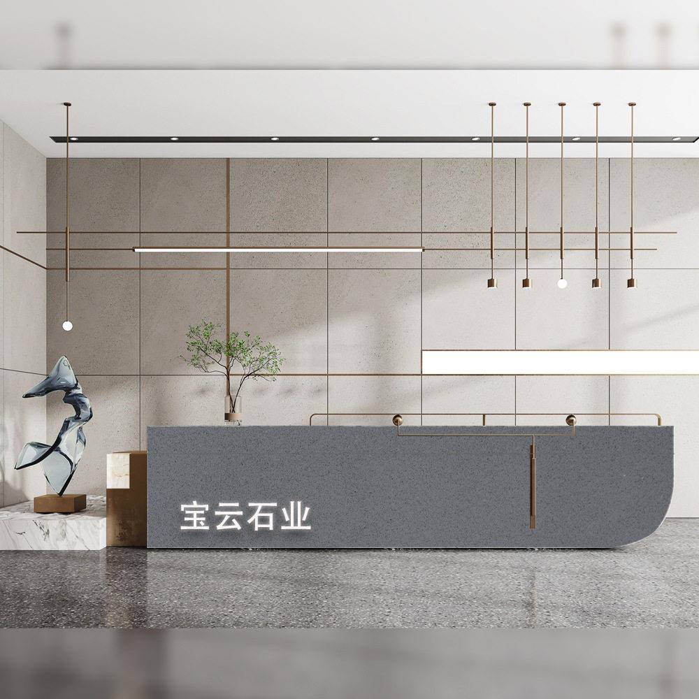 源头厂家人造石石英石尔灰背景墙台面地面大理石酒店墙面地铺石