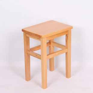 榉木日字凳清新家用实木方凳原木色小木凳学校学生坐椅小朋友板凳