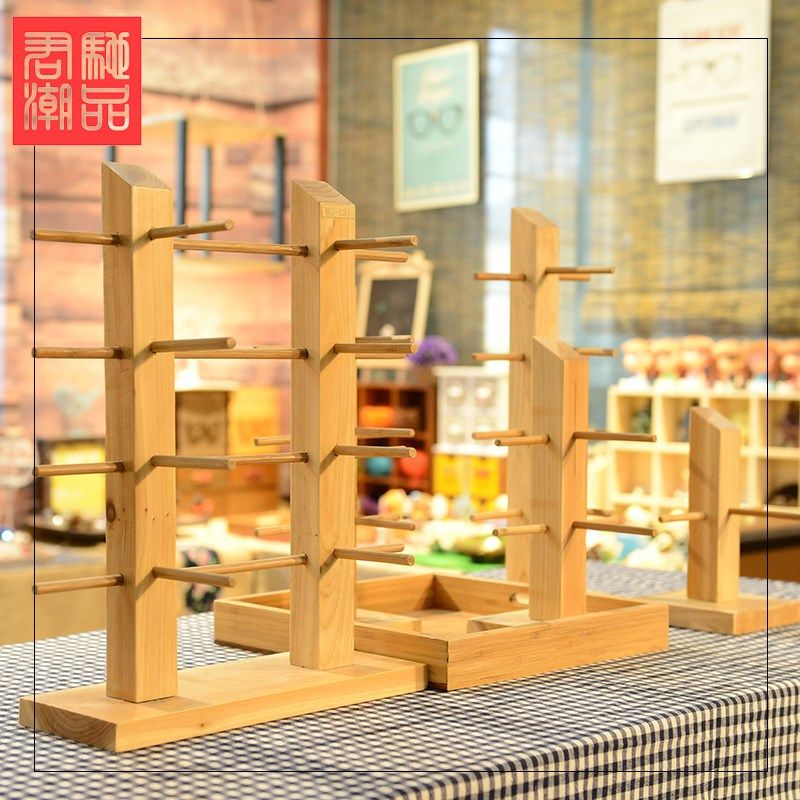 君驰潮品  道具复古实木眼镜店装饰摆陈列架墨镜太阳镜展示架
