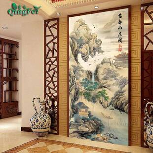 青飞精准印布富春山居图竖版十字绣2023新款线绣客厅大副风景玄关