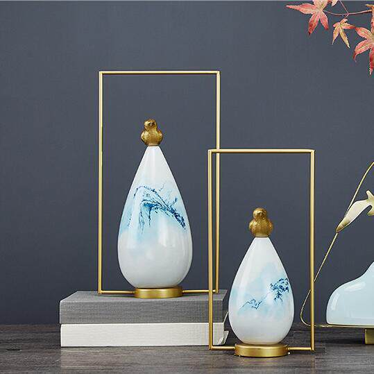 现代新中式陶瓷储物罐摆件创意客厅茶室酒柜玄关软装饰品家居摆设