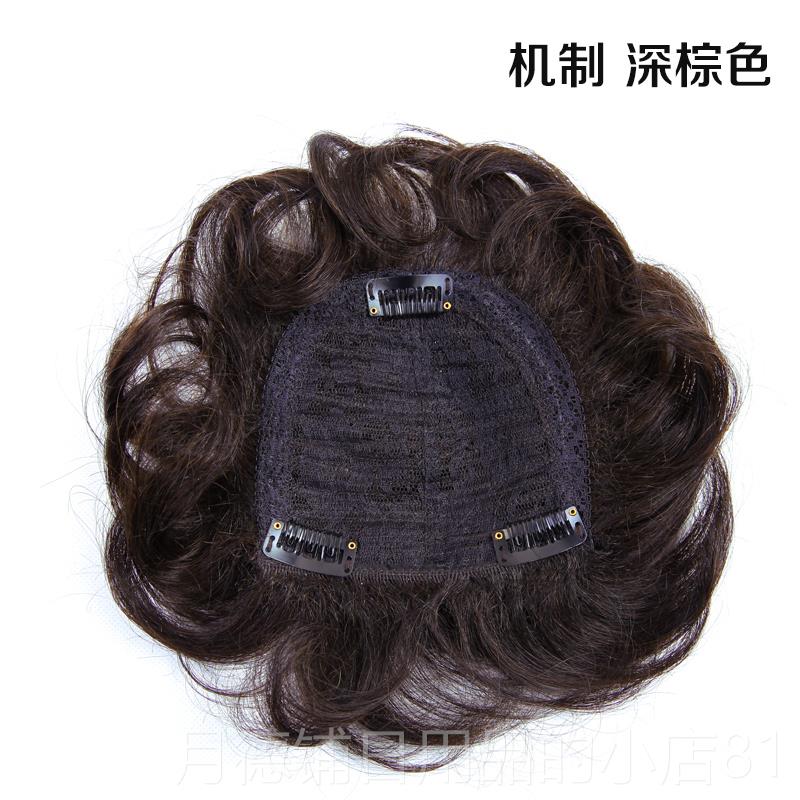正品假发短补发头顶发女遮片白发块假发片中发老年真发蓬松头顶卷