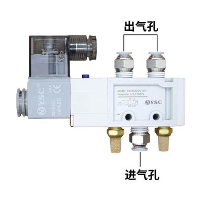 韩国YSC精品五口二位电磁阀5通先导型电磁阀YSVM110-4E1 220-4E1
