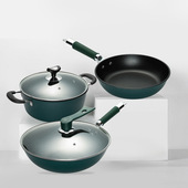 炒锅不粘锅家用燃气灶通用三件套炒菜锅煎锅汤锅套装 平底锅