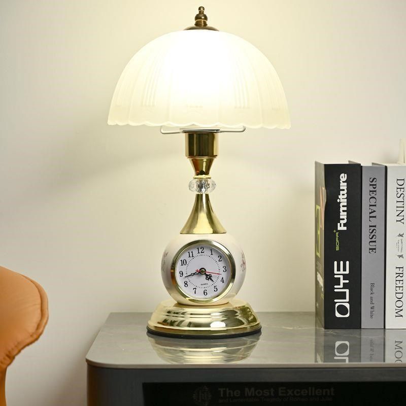 床头台灯卧室静音钟表触摸调光LED创意温馨现代简约家用暖光台灯