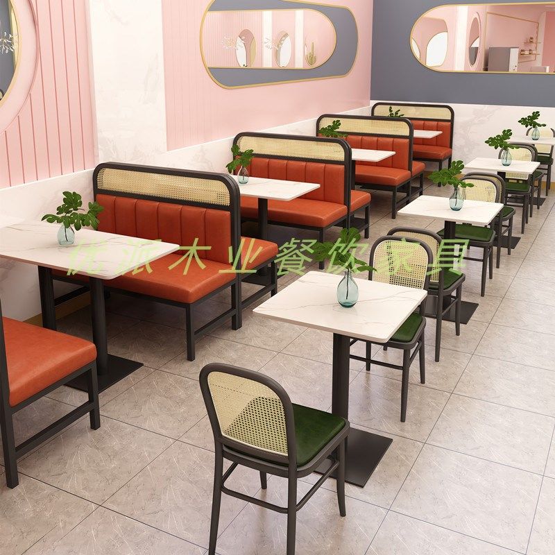 定制西餐厅靠墙卡座沙发奶茶店咖啡厅茶餐厅音乐餐吧清吧桌椅组合