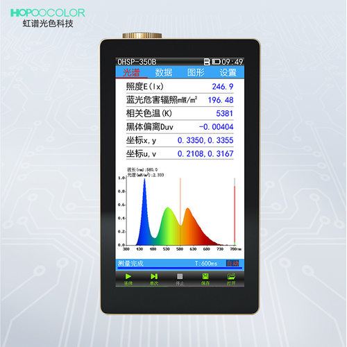led照度色温光谱仪测试仪 手持式照度计波长检测Ra显示指数照明