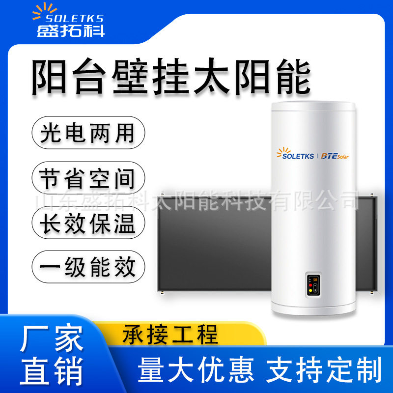 阳台壁挂式太阳能热水器家用商用容量80-100L光电两用恒温