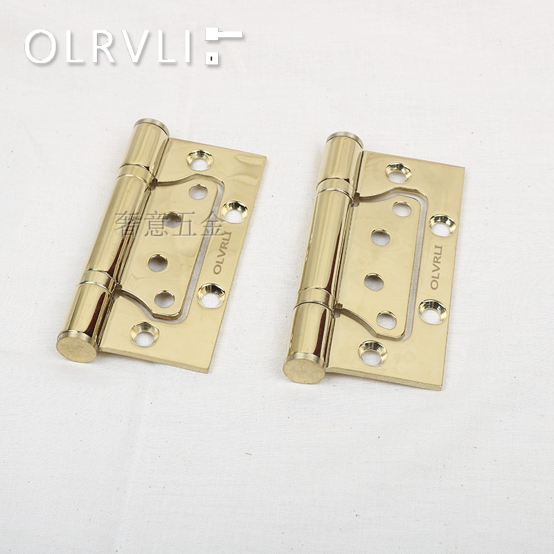 olrvli不锈钢金色子母合页 无需开槽合页 实木门铰链 静音黑色合