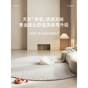 AOVOC 进口羊毛圆形地毯客厅素色衣帽间阳台椅子卧室高级纯色地垫