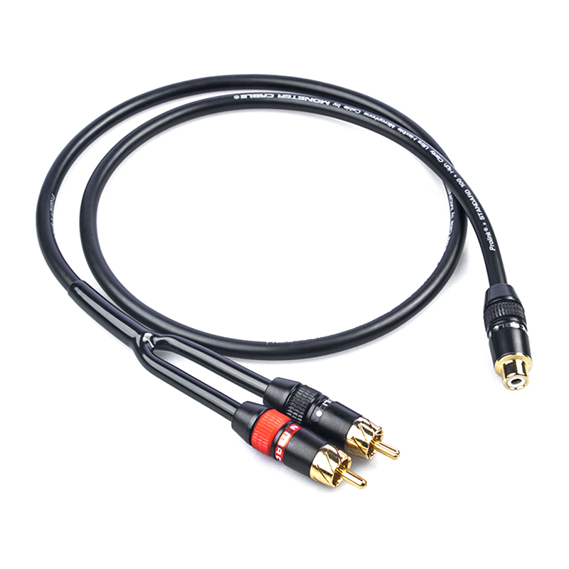 怪兽 单莲花母转莲花公RC母转RC1分2音频车用分频转接