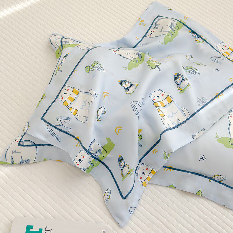 60支儿童天丝枕套幼儿园30x50宝宝枕头套乳胶记忆枕套春夏透气A类