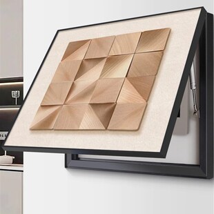 抽象几何电闸电表箱装饰画意式极简棕色系餐厅挂画高档配电箱盖板