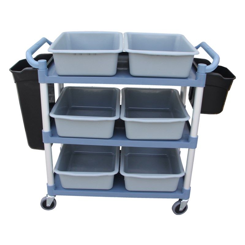 餐盘收集车收碗车收餐车三层塑料推车餐厅饭店火锅店上菜车送餐车