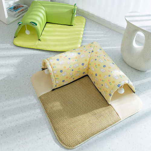 猫窝夏季凉席猫隧道墙角窝猫咪趣味屋可拆洗猫屋四季通用宠物用品