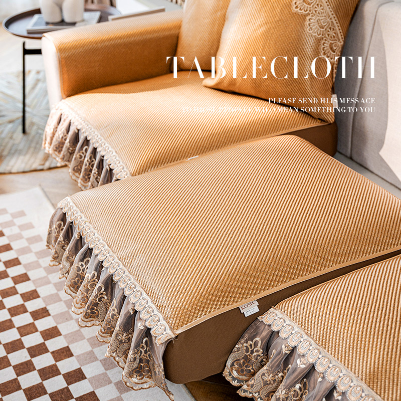 欧式沙发套罩2023新款藤席沙发垫夏季夏天款凉席坐垫子防滑定制