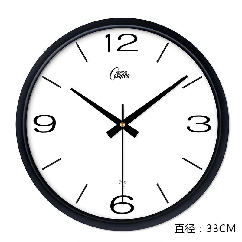 康巴丝钟表挂钟客厅卧室静音扫瞄复古电波钟自动对时彷木纹2100S