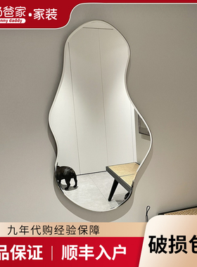 丹麦ferm living Pond Mirror湖泊穿衣镜异形镜子墙面挂镜