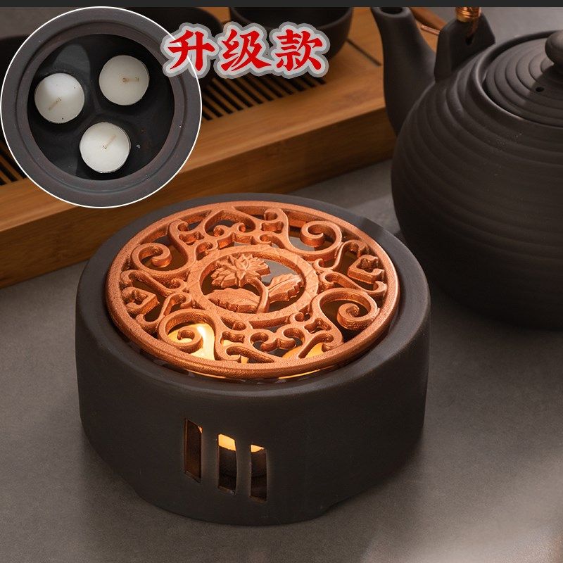 大号三个蜡烛炉炉蜡烛加热底座陶瓷茶蜡家用茶壶加热温茶器温茶炉