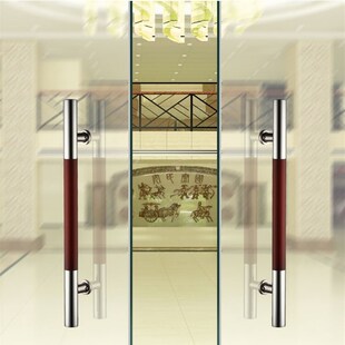 加厚不锈钢玻璃门拉手烤漆圆木纹把手木门大拉手大门把手拉手