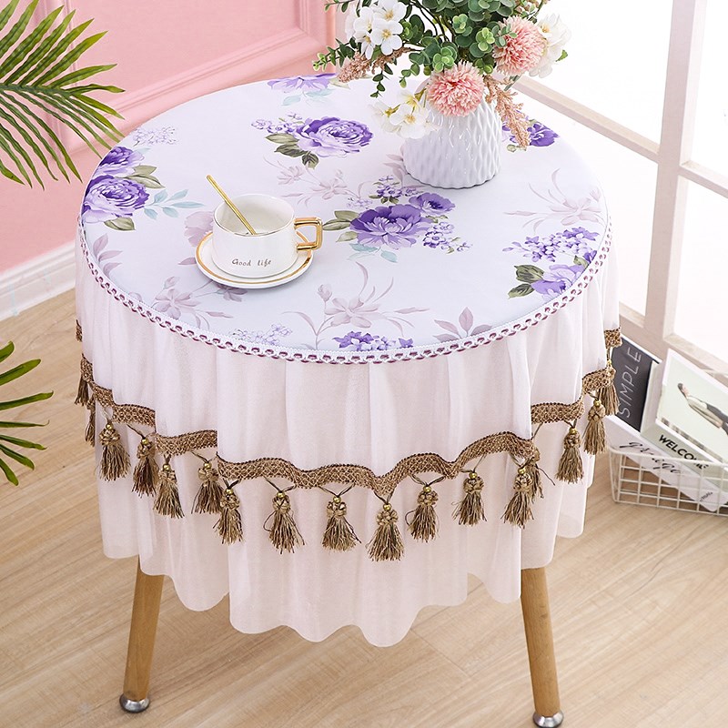 小圆桌台布PU茶几罩圆形桌布防水防烫pvc蕾丝电视柜免洗定制方形