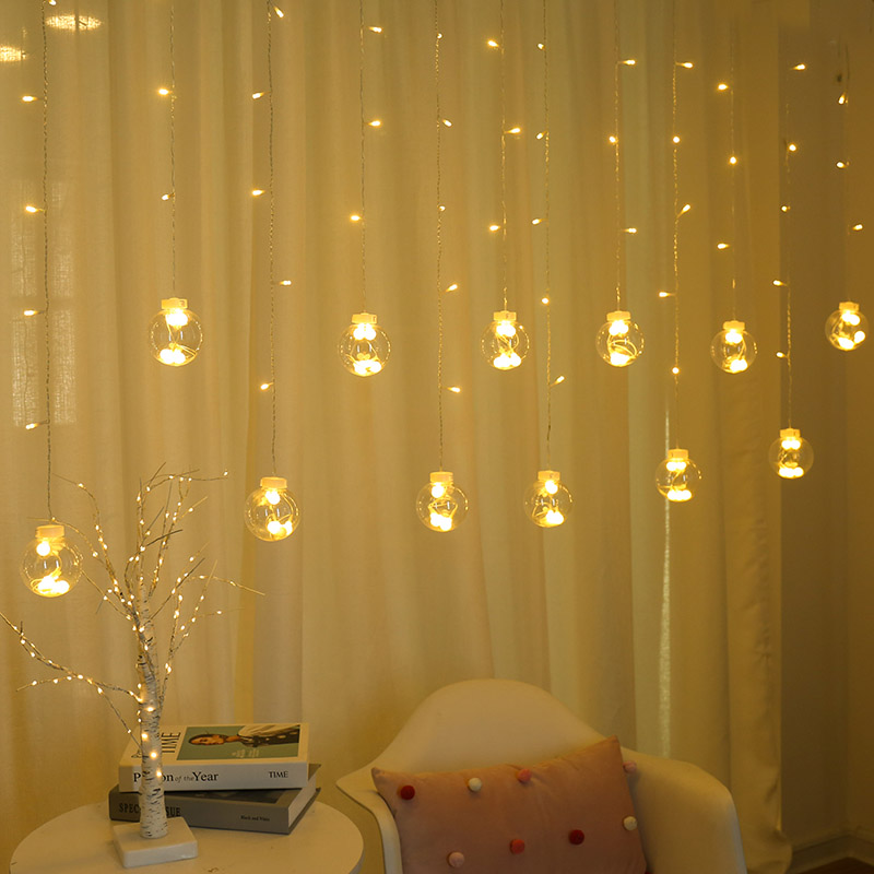 led彩灯闪灯串灯满天星窗帘灯背景灯心愿球装饰灯房间挂灯霓虹灯