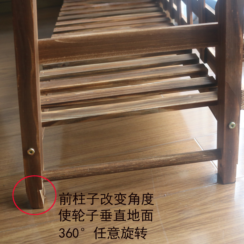 实木阳台多层落地式花架移动带轮现代简约欧式梯形防腐木花盆架子