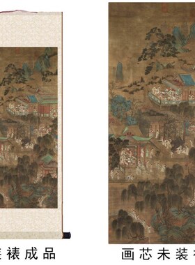 元佚名宫女游园图高清微喷打印国画人物仕女临摹欣赏装饰卷轴挂画