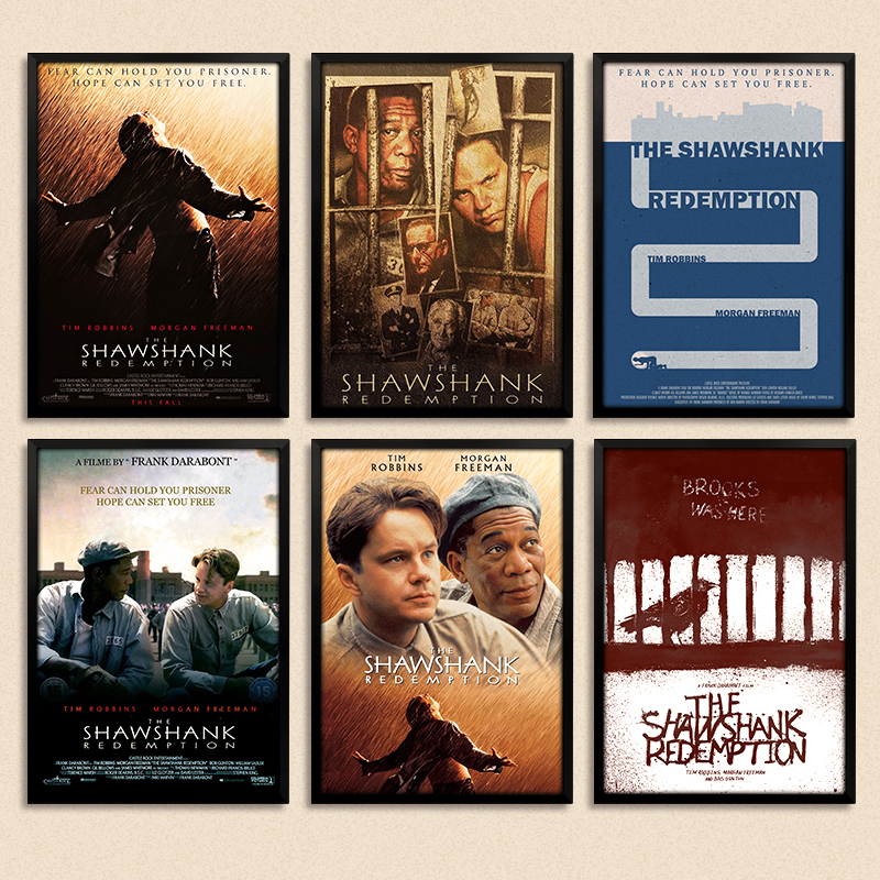 肖申克的救赎海报经典怀旧励志电影复古酒吧客厅沙发背景墙装饰画