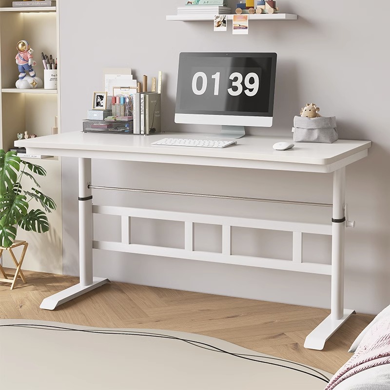 百深手摇升降电脑桌台式办公桌书桌学生家用卧室学习桌工作台小型