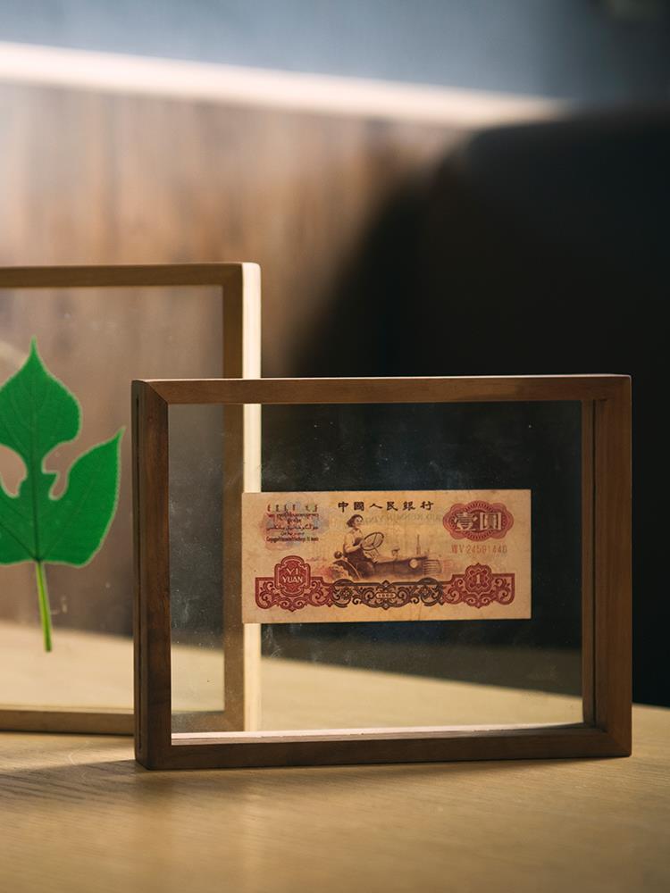 定制实木明信片双面透明相框摆台聘礼书法A4A3画框装裱挂墙胶卷裱