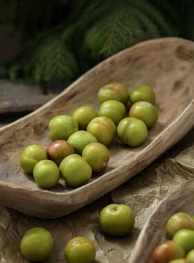 侘寂风实木托盘船型泡桐木果盘复古客厅零食盘中式摆件茶几果盆