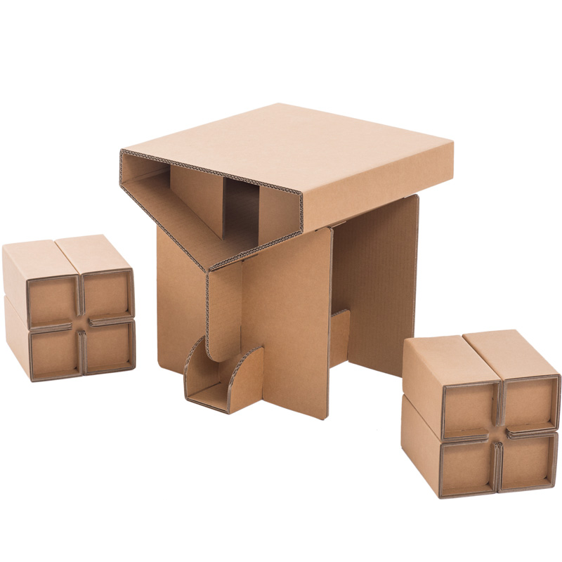 幼儿园儿童纸壳玩具桌子凳子 DIY儿童过家家纸箱游戏屋配套家具