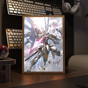 高达灯光画机动战士机甲相框led小夜灯发光摆件电竞房装饰画灯画