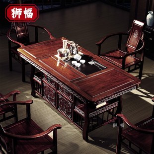 红木家具茶桌阔叶黄檀印尼酸枝 黑酸枝东非酸枝茶桌椅组合11