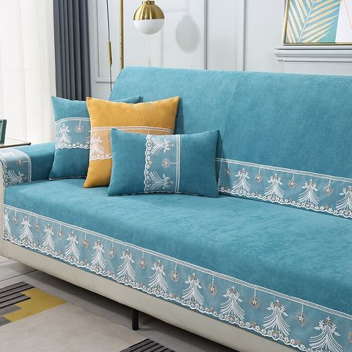 雪尼尔四季通用防滑防猫抓沙发垫靠背坐垫整张通铺沙发巾贵妃定做