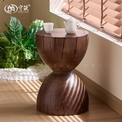 北美胡桃木墩子边几角几客厅家用根雕摆件民宿白蜡木圆墩实木坐凳