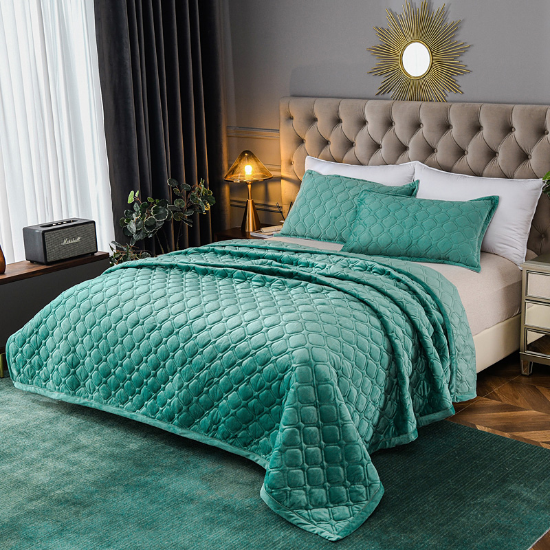 水晶绒毛毯床单AB版保暖纯色床盖法兰绒加厚绒毯单双人单人床冬季