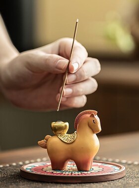 马上有钱香插摆件家用室内中式送礼香插香座茶台桌面香薰摆件TTTR