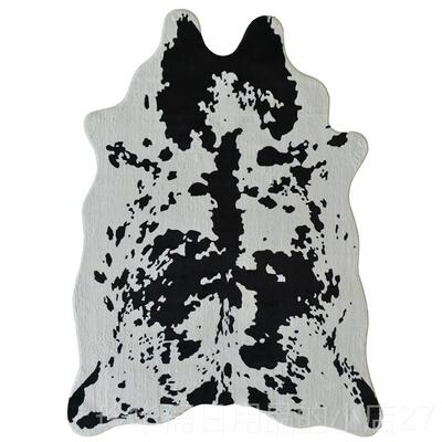 高档北欧软美式服牛皮地毯黑白真奶牛彷纹毛皮装客厅卧室地垫装店