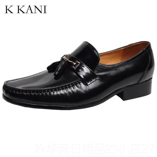 高档务正品KAN男士高档透气真羊皮商正装流苏低帮品K牌中年I男鞋
