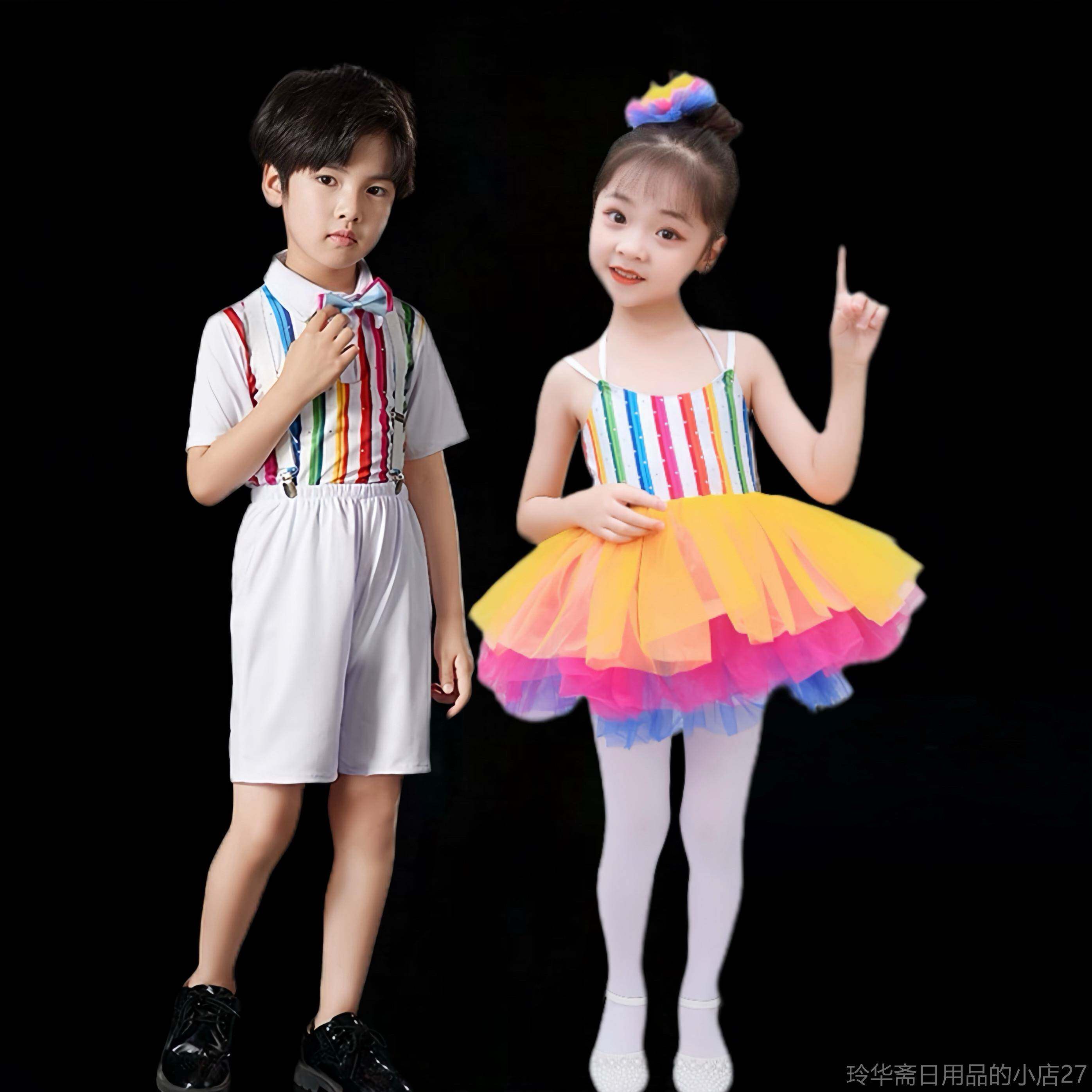 高档棒糖童演出服粉色爱蓬可蓬裙子幼儿园公主裙儿棒表演舞蹈服装