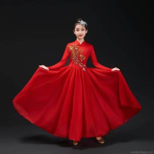 高档童演出服服大摆裙万疆灯表火儿里的中国舞蹈合唱现代开场舞蹈
