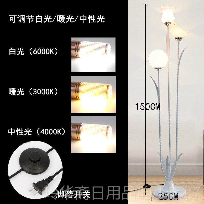 高档约简现代落地灯客厅北茶几护眼LED控卧室创意欧遥风沙发立式