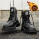 高档马丁男冬季 水 黑色高靴防工装 加绒保暖抗寒帮皮毛一体棉鞋 男款