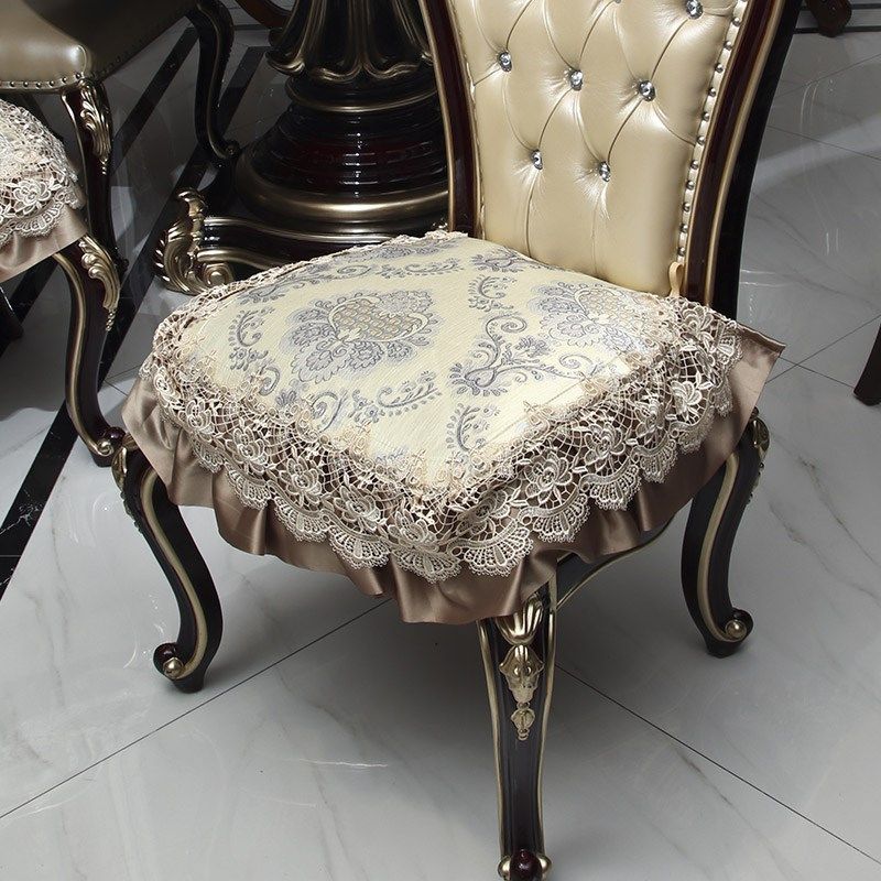 漫菲罗欧式冰丝布艺防滑椅垫高端坐垫奢华餐厅客厅蕾丝椅子垫座垫