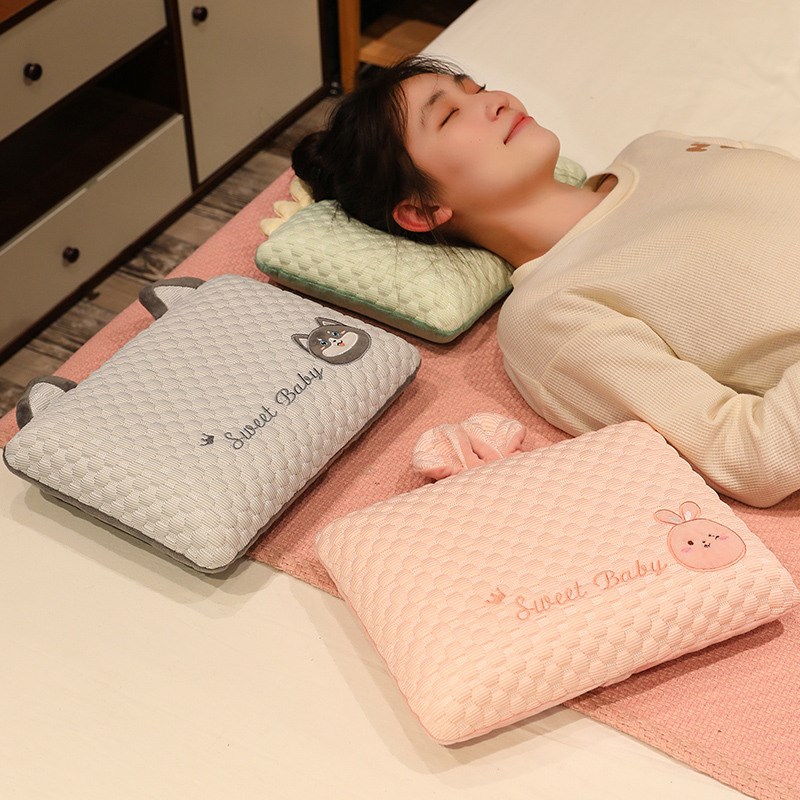夏季冰豆豆抱枕冰丝午睡枕学生趴睡小枕头儿童趴枕办公室午休神